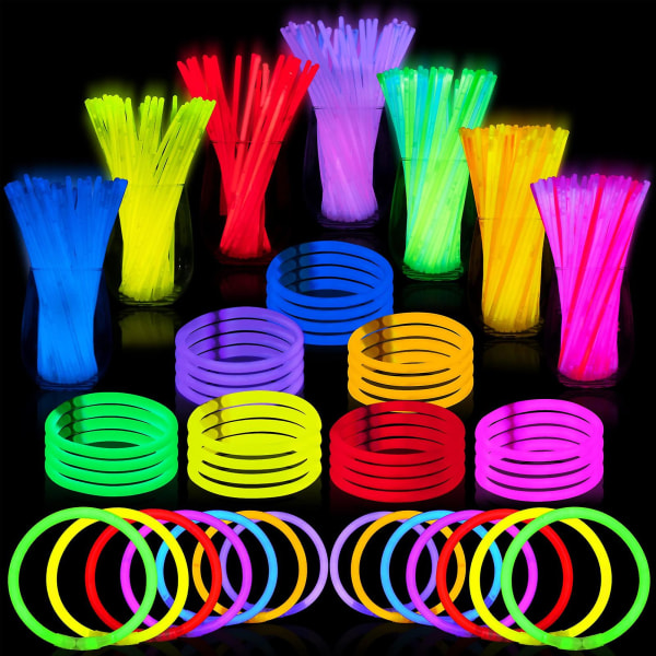 100 stk Glow Stick Bulk Glow In The Dark Engangshalskæde Armbånd Glowstick Light Up Glowing Toy Halloween Party[HK]