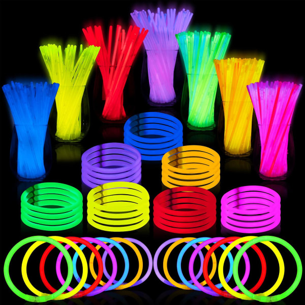 100st Glow Stick Bulk Glow In The Dark Engångshalsband Armband Glowstick Light Up Glowing Toy Halloween Party[HK]