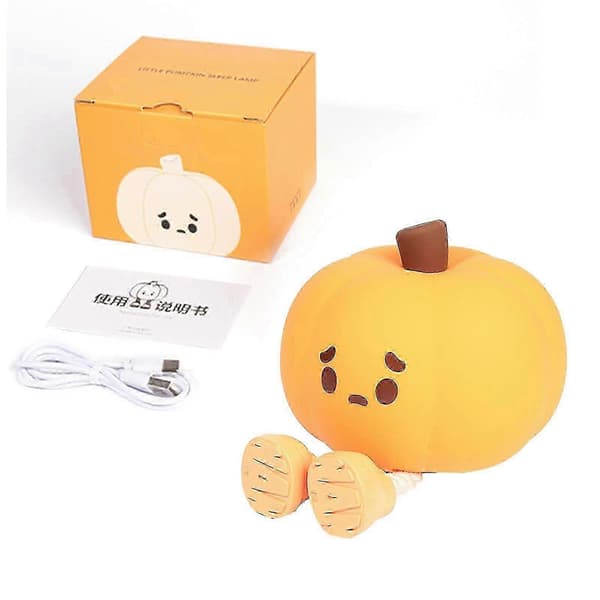 Natlampe Sød Græskar Silikone Lampe Halloween Bærbar med Timer Touch, Kampagne[HK]