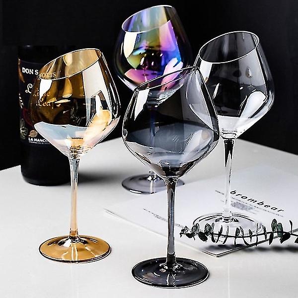 HK  Kreativt rødvins champagneglas blyfrit glas transparent røggrå ravfarvet glas ATransparent number 440ML