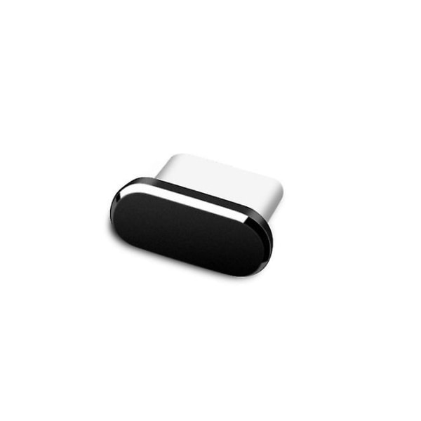 6 Pack Black Type C pölytulpat alumiiniseos USB C pölytiivis suojukset Type C latausportille älypuhelimelle ja kannettavalle tietokoneelle ([HK])