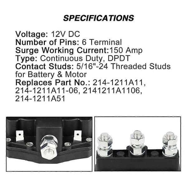Til spilmotor reverserende magnetventil 12V DC kontaktorrelæafbryder intermitterende drift 6 terminaler 214-[HK]