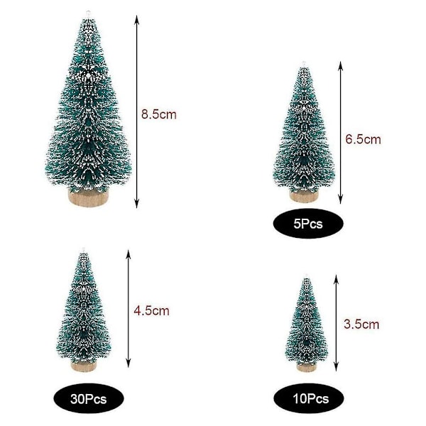 50 stk. Miniature Kunstige Juletræer Små Sne Frost Træer Fyr