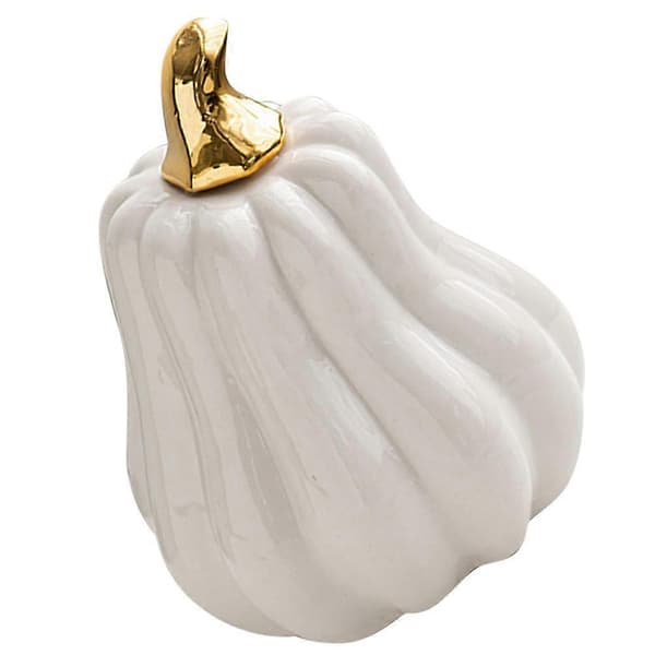 Keramisk pumpafigur för dekoration Halloween bordsaccent i vitt[HK]
