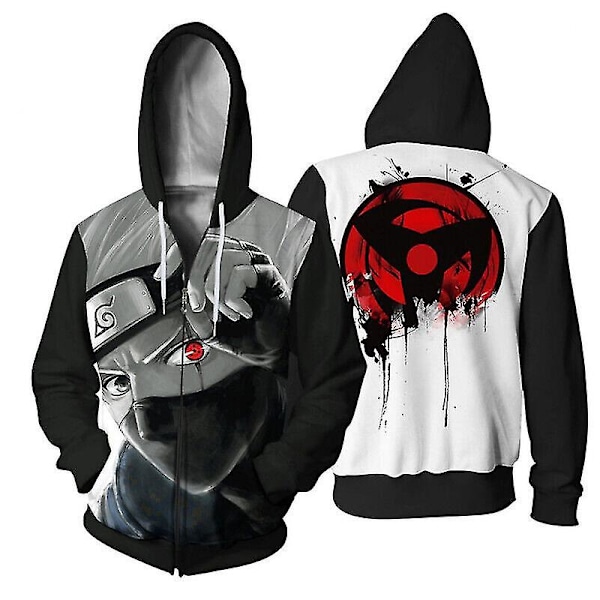 3D-tryckt Anime Hatake Kakashi Sweatshirt Zip Jacka Kappa Herr Huvtröja Cosplay[HK] XL