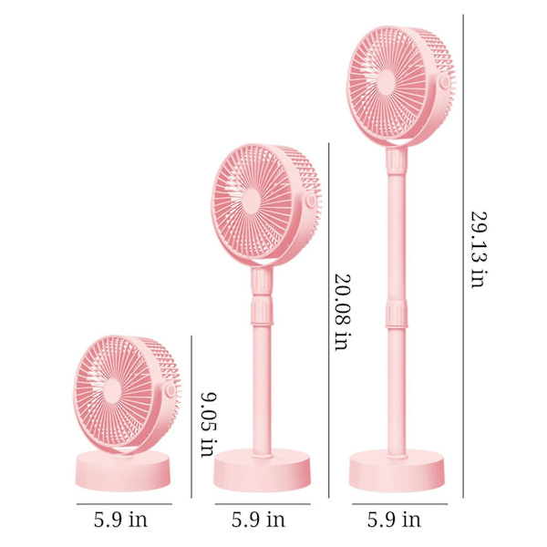 Bærbar Sokkelventilator - Sammenklappelig Stående Ventilator[HK] Pink
