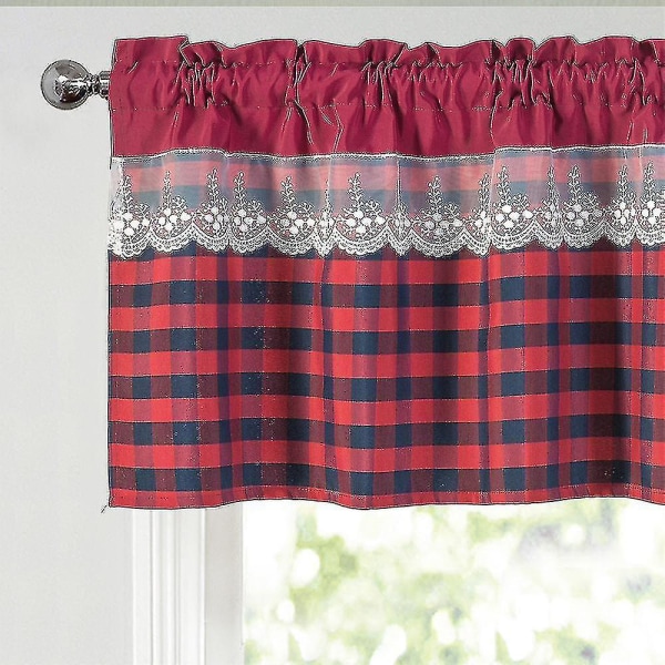 Keittiön Verhot Sisustus Ikkuna Verho Luksuskahvila Valance Topper Verhot[HkkK] Wine Red 74cmx90cm