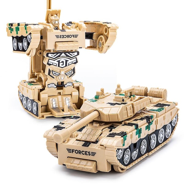 Gutter Transformer Leker Tank kjøretøy Transformers Barn Robot Barnebursdagsgave[HK] Desert yellow Tank