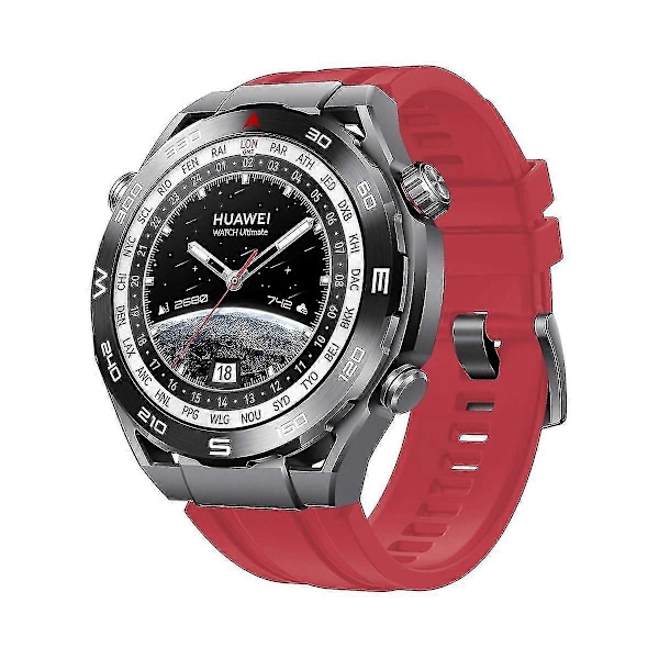 Silikoniranneke Huawei Watch Ultimate -kelloon, 3 kpl pidempi malli [HK] Red