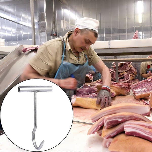 Kødkroge i rustfrit stål T-formet stålkrog til kød sølvfarvet[HK]