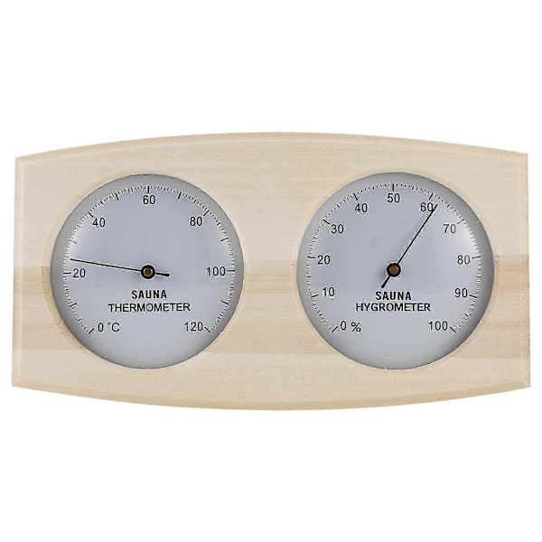 Bastutermometer Hygrometer i trä, väggmonterat spatillbehör, mekanisk, inget batteri krävs - För familjehotell Sa[HK]