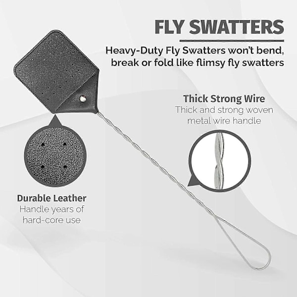 Flugsmälla i Läder Myggsmälla Kraftig Getingsmälla Myggsmälla[HK] Black