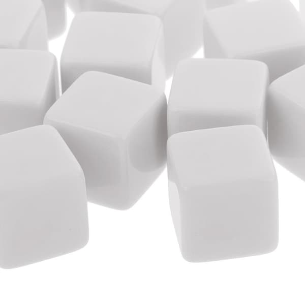 25 Stykker Plast Opaque Blank Seks-sidet Terning D6 16mm/0.62' Dungeon & Dragon[HK] White