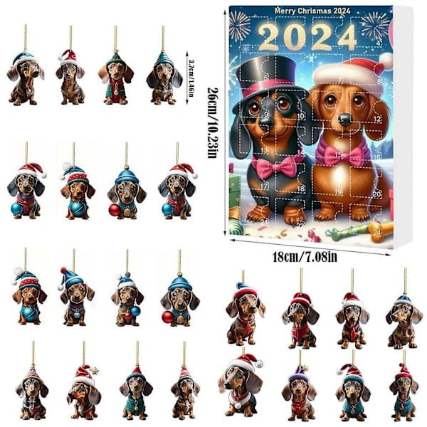 Ny 2024 Juleferie Adventskalender Adventskalender Samleobjekt Sjov Hund Sæt   farve