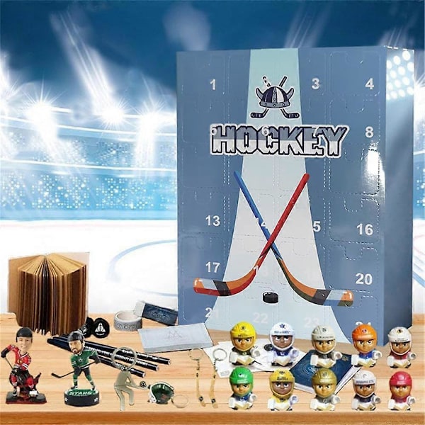 Hockey Julekalender 2024, 24 Dages Juleferie Nedtælling Gaver, Miniature Hockey Ornament til Hjemmekontor Dekoration