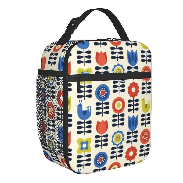 HK Orla Kiely Multi Stem Flowers Isolerad Lunch Bag Skola Skandinavisk Stil Vattentät Termisk Kylare Bento Box Kvinnor Barn QCBQ-19846 26x21x11cm