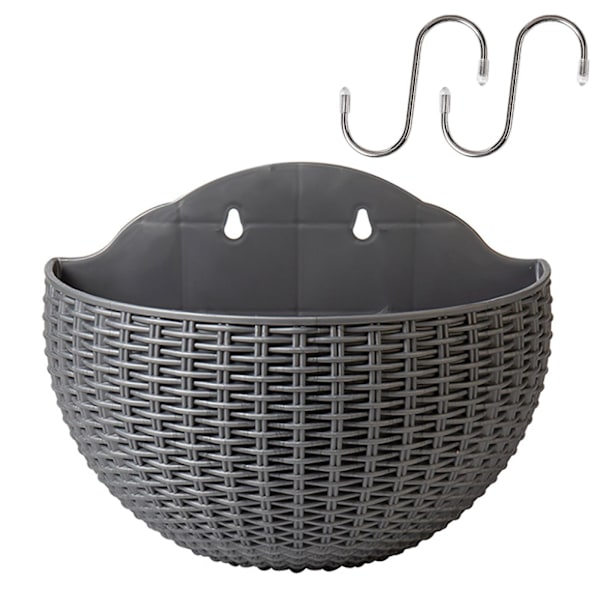 Seinälle kiinnitettävä kukkaruukku Kukkaruukku Lahja Parveke Puolipyöreä Sisä- ja ulkokäyttöön Koti Sisustus Riippuva Eurooppalainen Tyyli Maljakko[HkkK] Silver gray large size