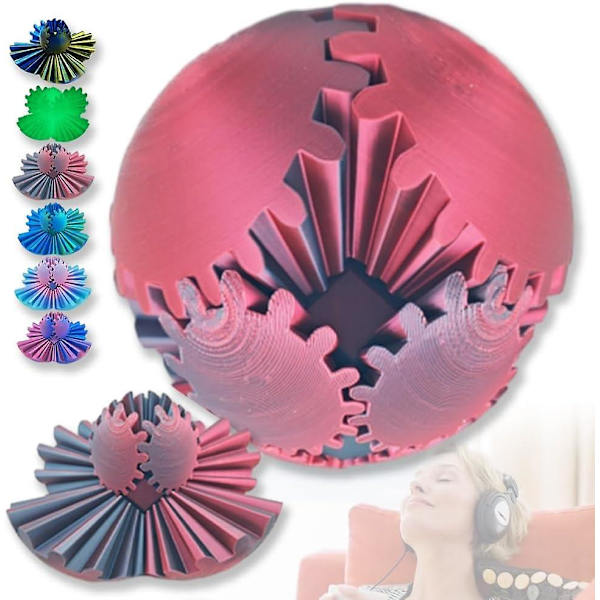 3D-trykket tannhjulskule, spinnkule, kube-fidget-leketøy, tannhjulskule, stresskule, skrivebordsleketøy, tannhjulsleketøy for stress og angstavslapping    G[HK]