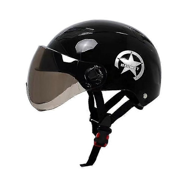 Elektrisk Motorcykelhjälm Scooter Cykel Öppet Ansikte Halv Baseballkeps Anti-UV Säkerhet Hård Hatt Cykelhjälm Justerbar[HK] Black
