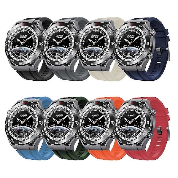 Silikoniranneke Huawei Watch Ultimate -kelloon, 3 kpl pidempi malli [HK] Black