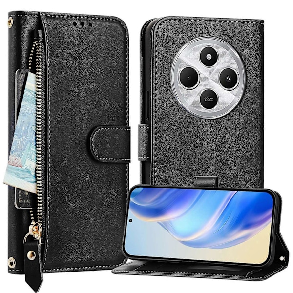 Til Xiaomi Redmi 14R 5G Xiaomi Poco C75 4G Xiaomi Redmi 14C 4G Etui Lynlåslomme Flere Kortpladser[HK] Black Multicolor