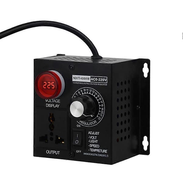 4000W spændingsregulator bærbar hastighedsjusterbar spændingsregulator kompakt variabel spændingscontroller EU-stik[HK] Black
