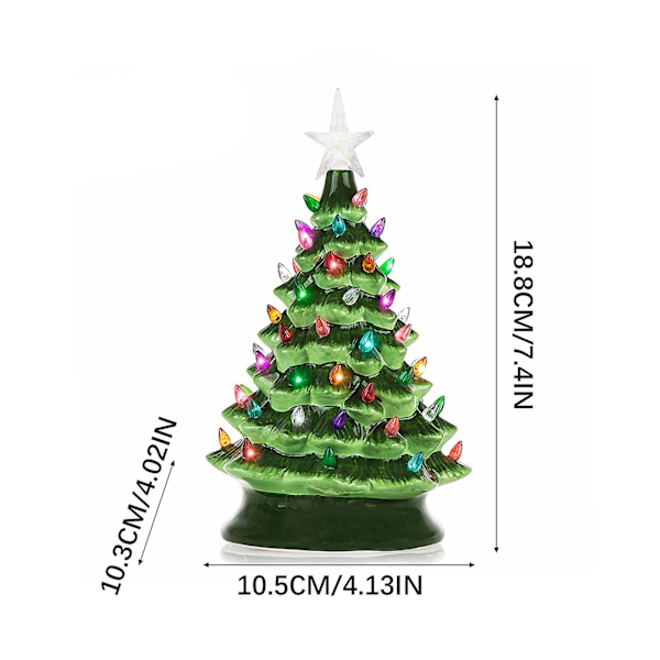 Keramisk juletre juletre LED-dekorasjon keramisk skrivebords juledekorasjon[HK] A