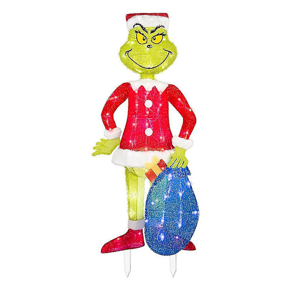 Julemanden Grinch Kommer Flade LED Lys Grøn Monster Jul Halloween Udendørs Havegård Dekoration[HK] D