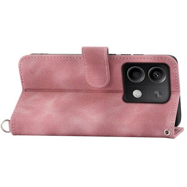 Läderfodral med 2 remmar för Xiaomi Redmi Note 13 5G/Note 13 5G (Kina) [HK] Pink