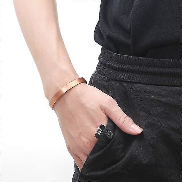 Kuparikorut miehille ja naisille 99,9 % puhdasta kuparia, rannekoru 17,3 cm, säädettävä, 8 magneettia (yksinkertainen malli) [HK] Plain Design