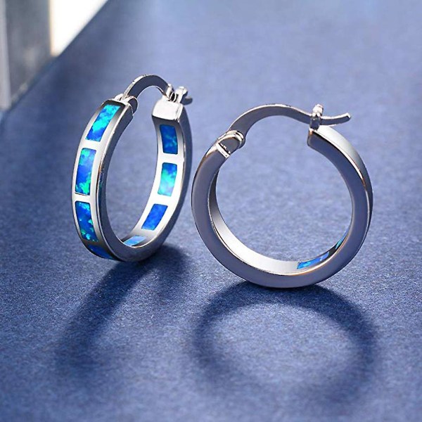 Skinnende minimalistisk blå opal øreringe Simple farvematchende nitter til kvinder
