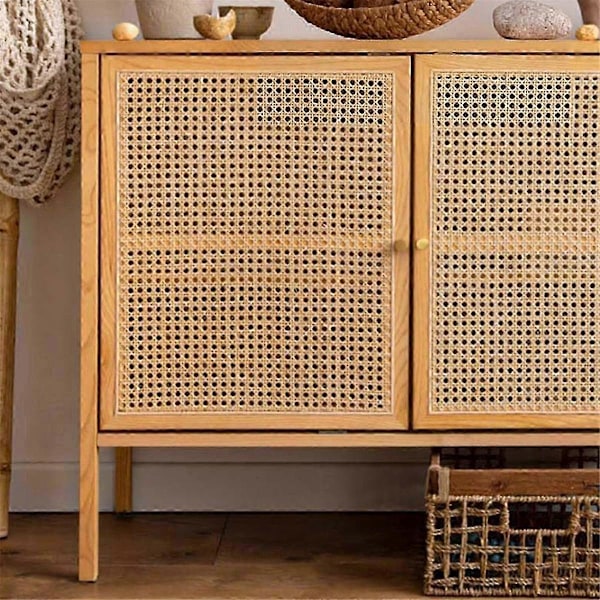 16-tommer bredt naturligt rattanflet 40-tommer langt (3,3 fod) rattanflet ruller til møbler, stole, skabe, lofter [HK] Wood Color
