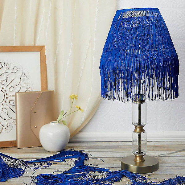 HK 10m sytrådsfrans - Frans tofs 15cm/10cm bredd för kjol bröllopsklänning lampskärm dekoration Royal Blue 15cm