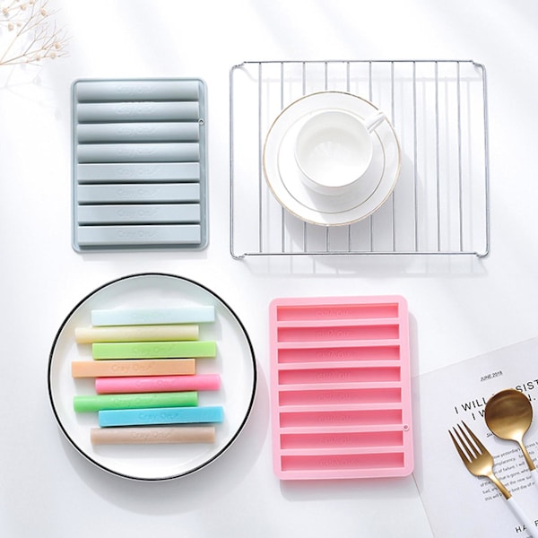 8 Hål Silikonkritform Choklad Gumpaste Formar Halvcylindrisk Formad[HK] Pink