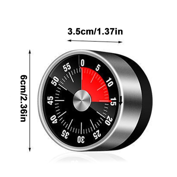 60-minuters Visuell Nedräkningstimer, Mini Magnetisk Digital Timer, Inget Batteri Behövs för Matlagning, Lärande, Bakning, Träning[HkkK] Black