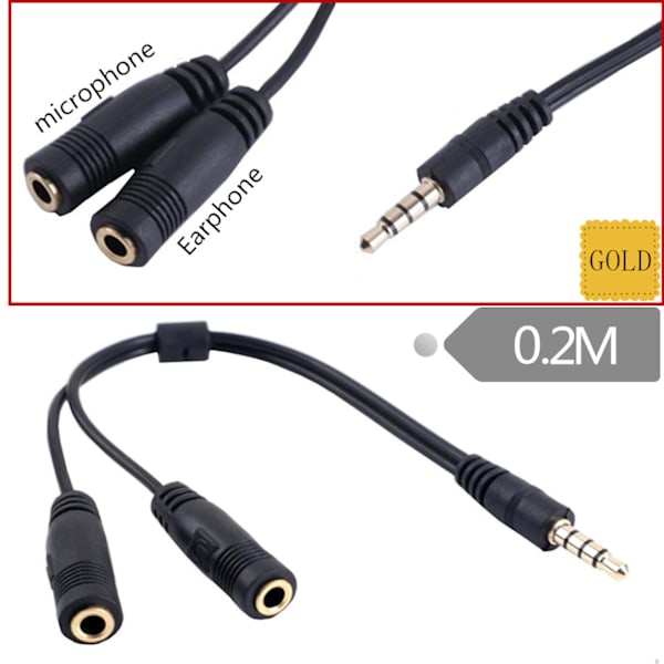 Stereo Headset Kabel til Bærbar Computer, Dual-Mono Adapter til Computerlyd til TV[HK]