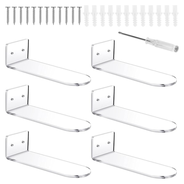 6 pakke flytende skohyller, gjennomsiktige akryl veggmonterte skohyller, for display Coll([HK])