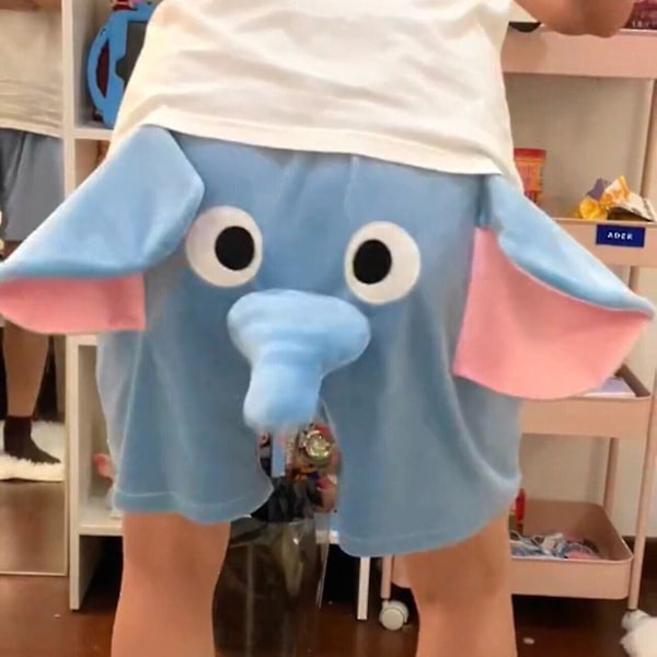 Elefant snabel pyjamasbyxor herr, elefant pyjamasbyxor, tecknad pyjamasbyxor roliga [HK] Blue Shorts XL