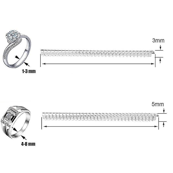 Sormuksen koon pienennin Läpinäkyvä silikoni spiraalisäädin Pienennysholkit 6kpl[HK] 3mm