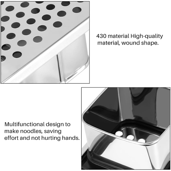 HK  Rustfritt Stål Spaetzle Maker Med Komfortabel Gummigrepshåndtak For Dumpling Noodle silver  black