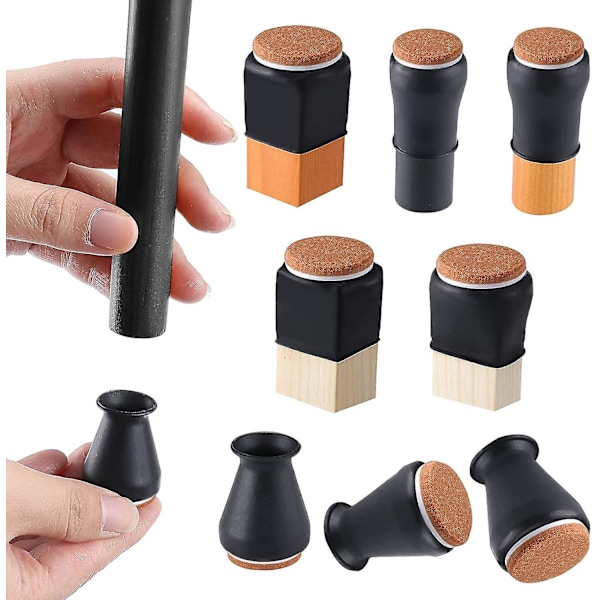 Silikon Stolsbensgulvbeskyttere med Filt Passer 0,5\" - 1\" 16 stk[HkkK]