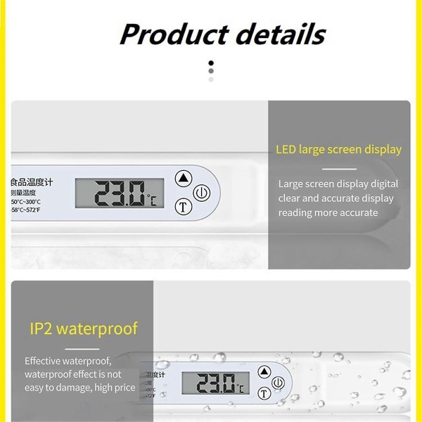 Mattermometer av sondetype Høy nøyaktighet sammenleggbar babybadetermometer Babymelktemperaturkjøkken([HK])