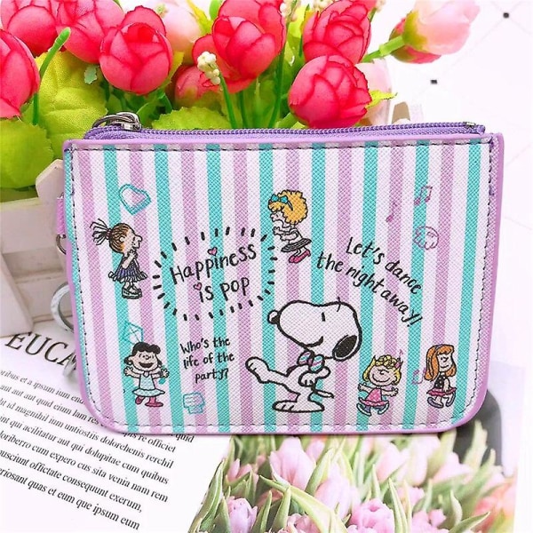 24 st Snoopy Fashion-korthållare Myntväska Kawaii Cartoon Anime Måltidskontrollkort Busskortväska Med Nyckelring Gåvor[HK] P