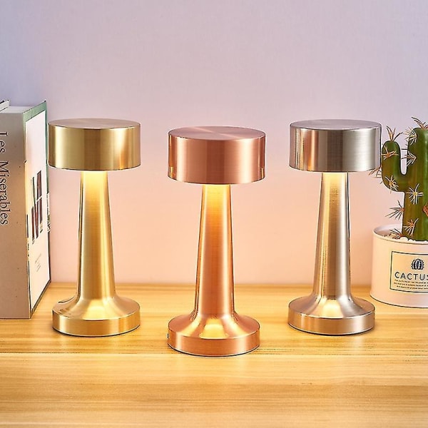 Retro Bar Bordlampe Led Tabl Lys Berøringsaktivert Oppladbar Trådløs Spisebordlampe For Restaurant Hot[HkkK] D-Placer Grey