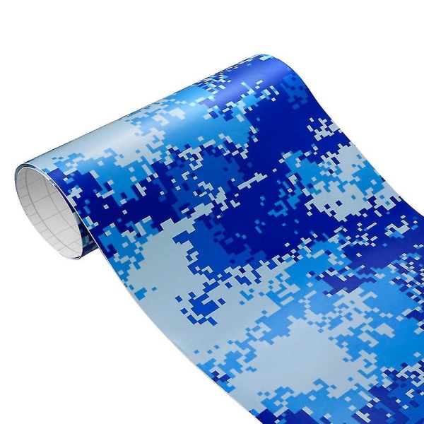 HK Camouflage Camo Vinyl Wrap Decal-klistremerke Boblefri bil selvklebende filmdekorasjon 100cmx30cm Type 6 Digital Blue 50x200cm