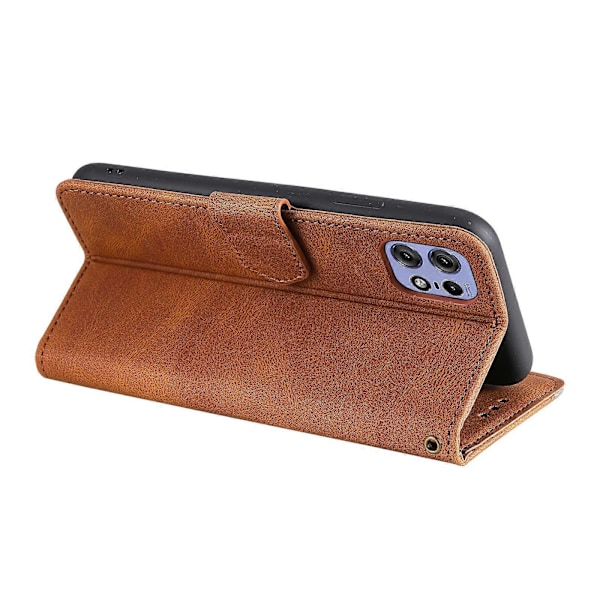 Motorola Edge 50 Pro 5G -kotelo, nahkainen suojakotelo [HK] Brown