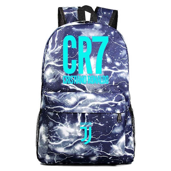 Blå Luminous Surrounding Fodbold Ronaldo Teenager Skoletaske: Stilfuld Unisex Casual Rygsæk[HK] 5
