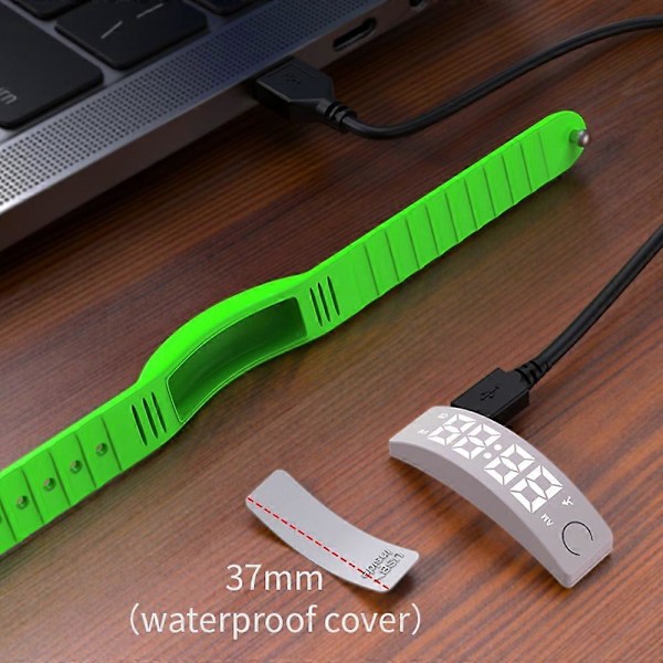 W5SV Smart Armband med Vibrerande Alarm, Sömnövervakning Digital Display Elektrisk Klocka - Multicolor Green