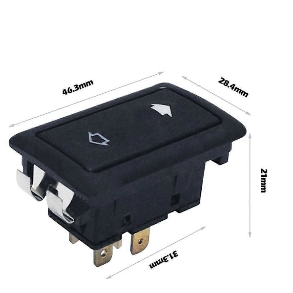 Universal 6-stifts 12-24V Bil Elektrisk Fönsterbrytare Knapp Auto Strömregulator [HK] Black