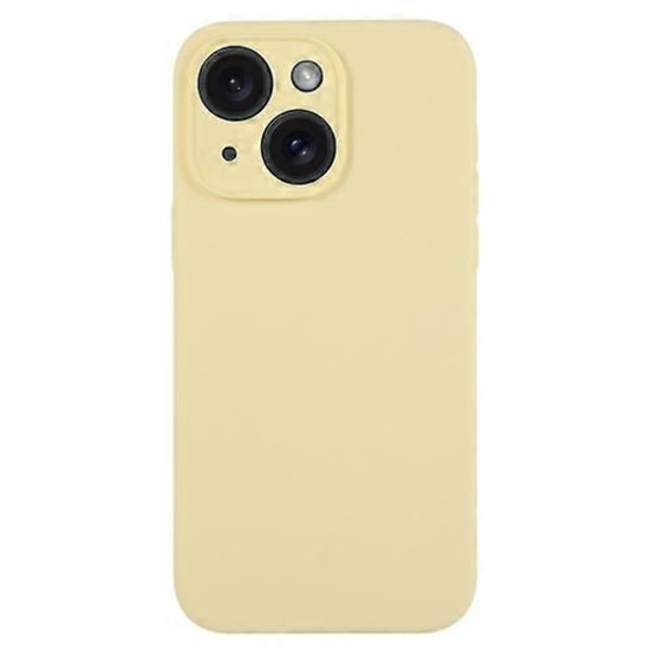 Puhelinkuoret iPhone 15:lle, yksivärinen nestemäinen silikoni, hienohuokoinen puhelinkotelo (kermankeltainen) [HK]